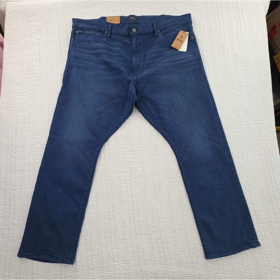 Polo Ralph Lauren Varick Slim Straight Jeans Mens 42x30 Navy Blue New Stretch